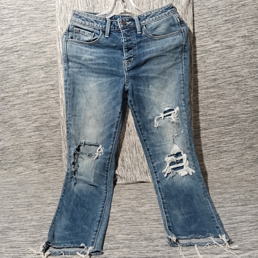 Treasure & Bond Blue Skinny Jeans with Distressed Ankle-Length Style